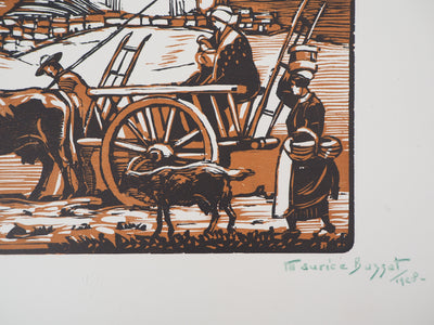 Maurice BUSSET : Le Chateau de Polignac (Haute Loire), 1928 - Gravure sur bois (détail)