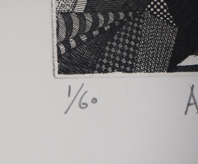 Roland CABOT : Abstraction n°6 - Gravure (détail)