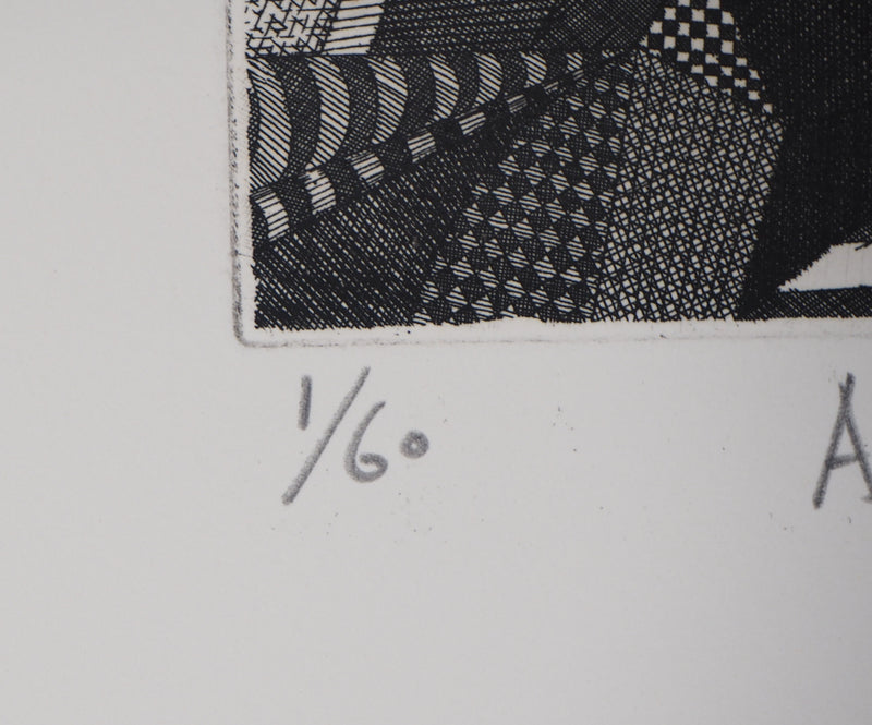 Roland CABOT : Abstraction n°6 - Gravure (détail)