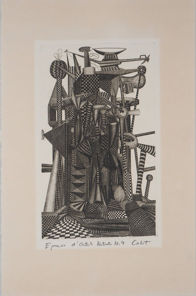 Roland CABOT : Abstraction n°4 - Gravure (détail)