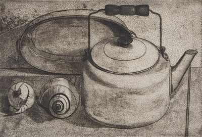 Roland CABOT : Nature morte au colimaçon - Gravure (détail)