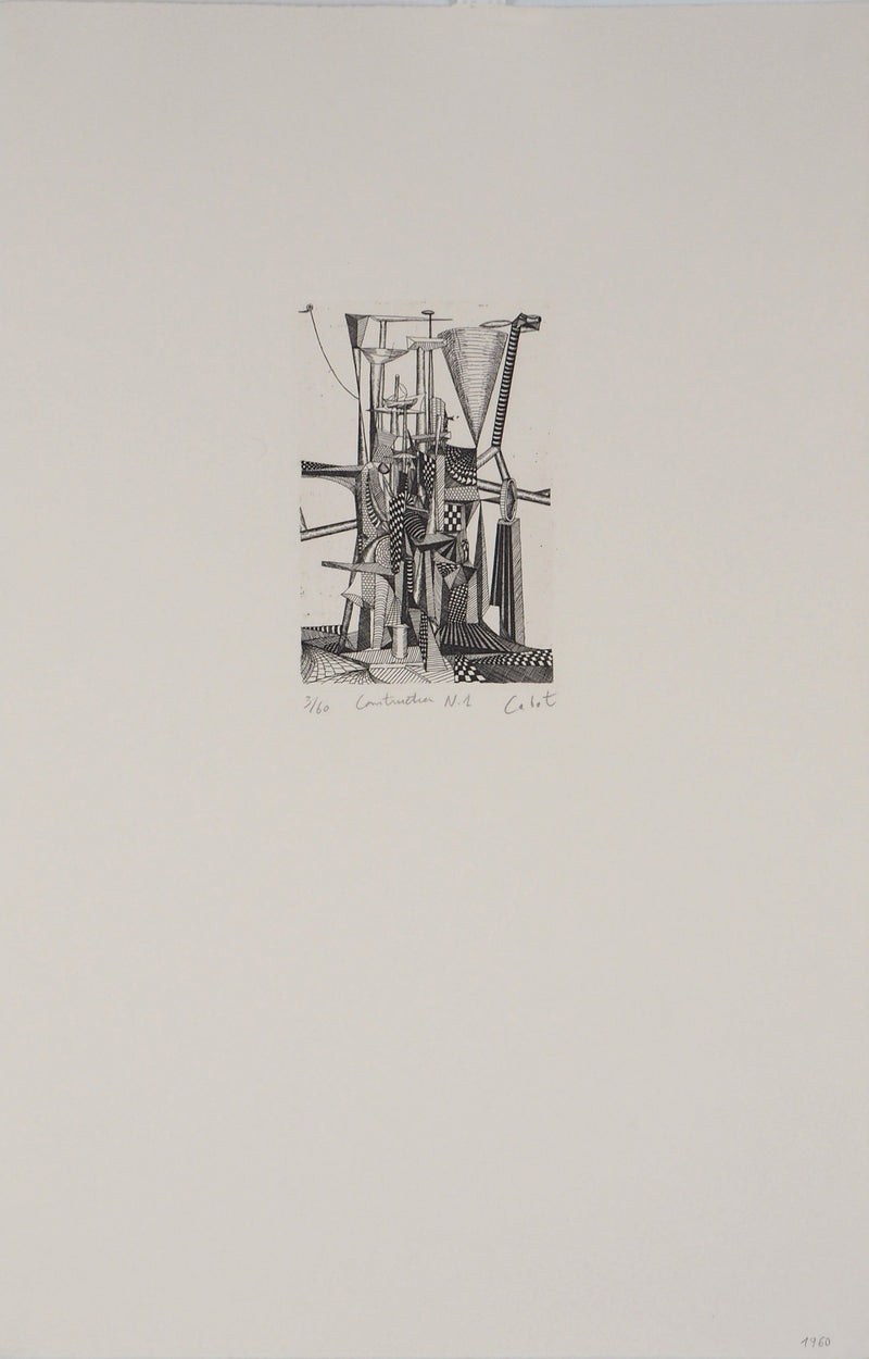 Roland CABOT : Construction n°1 - Gravure (détail)