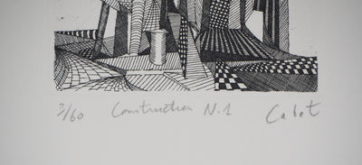 Roland CABOT : Construction n°1 - Gravure (détail)