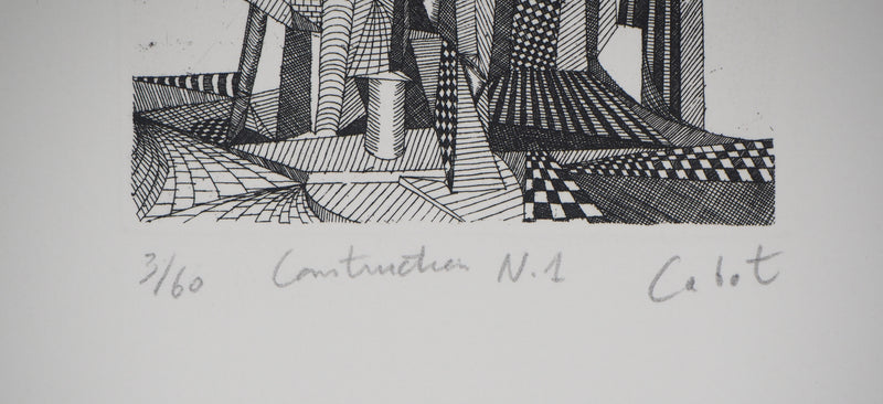 Roland CABOT : Construction n°1 - Gravure (détail)