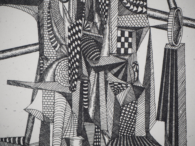 Roland CABOT : Construction n°1 - Gravure (détail)
