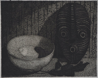 Roland CABOT : Nature morte au masque - Gravure