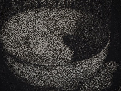 Roland CABOT : Nature morte au masque - Gravure (détail)