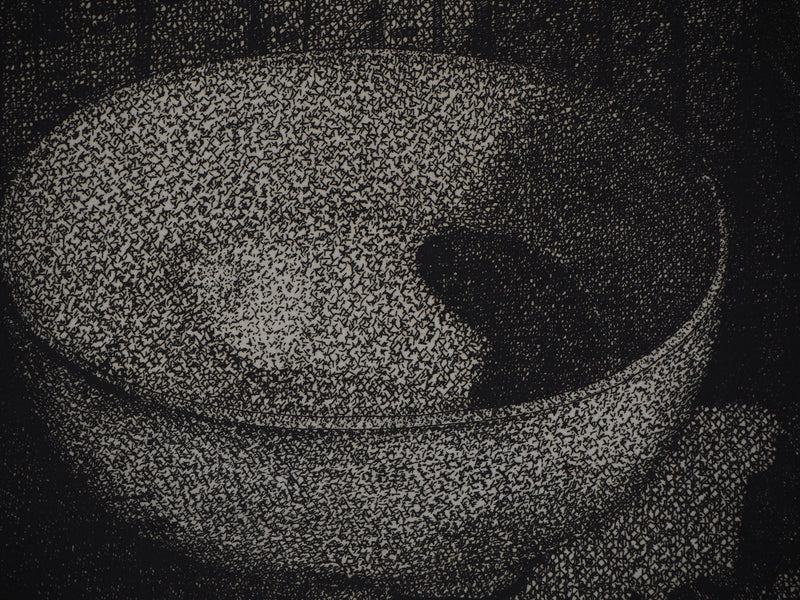 Roland CABOT : Nature morte au masque - Gravure (détail)