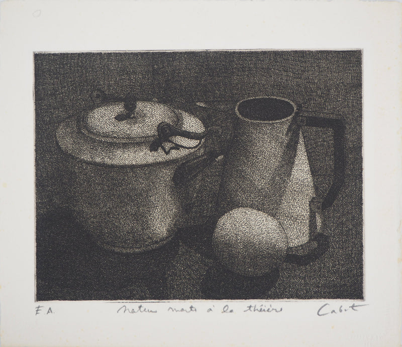 Roland CABOT : Nature morte à la théière - Gravure