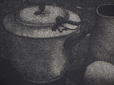 Roland CABOT : Nature morte à la théière - Gravure (détail)