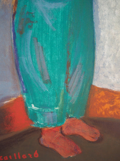 Christian CAILLARD : L'enfant à la salopette verte, 1957 - Lithographie (détail)