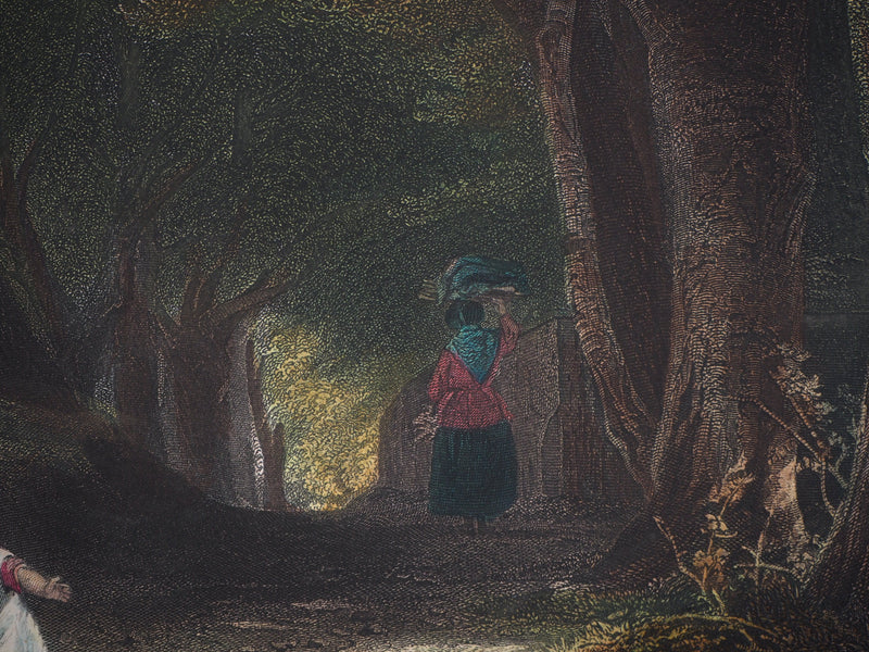 Augustus Wall CALLCOTT : Le retour du marché - Gravure (détail)