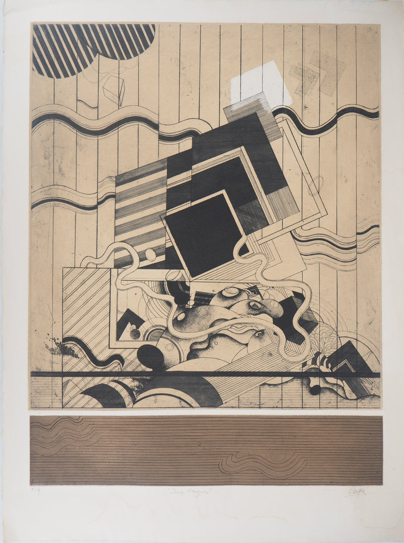 Florence CANTIE : Jeux vagues - Gravure