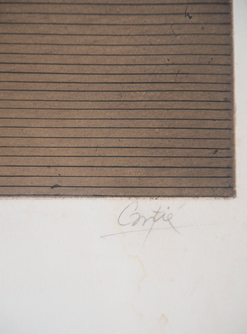 Florence CANTIE : Jeux vagues - Gravure (détail)