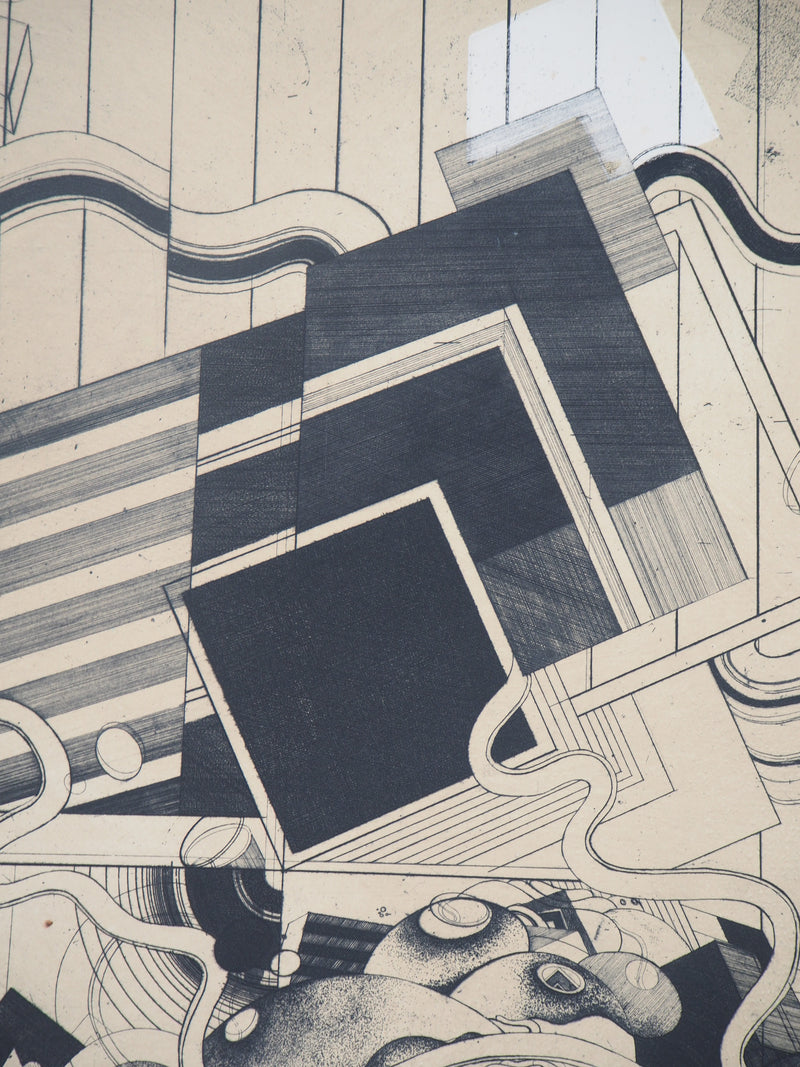 Florence CANTIE : Jeux vagues - Gravure (détail)