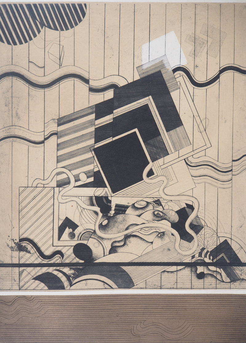 Florence CANTIE : Jeux vagues - Gravure (détail)