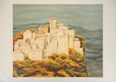 Jean-Pierre CAPRON : Village de montagne - Lithographie