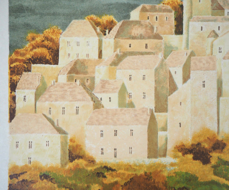 Jean-Pierre CAPRON : Village de montagne - Lithographie (détail)