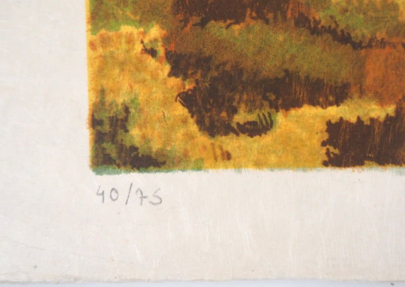 Jean-Pierre CAPRON : Village de montagne - Lithographie (détail)