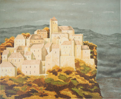 Jean-Pierre CAPRON : Village de montagne - Lithographie (détail)