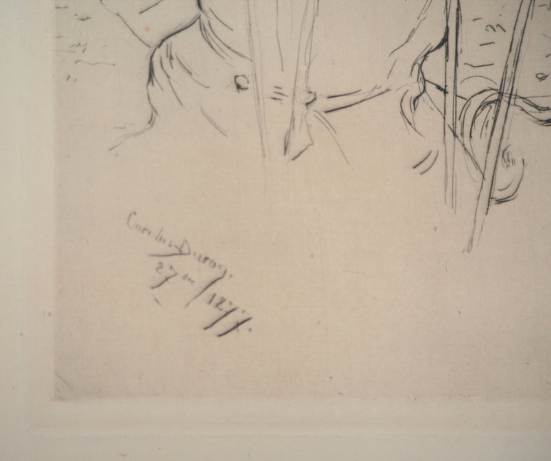  CAROLUS DURAN : Homme regardant la terrasse, 1877 - Gravure (détail)