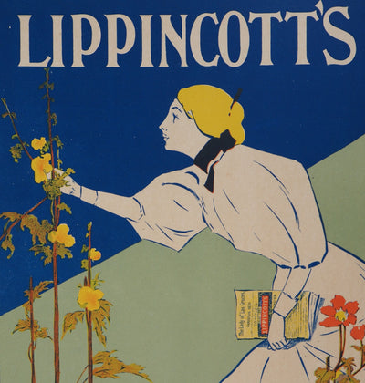 William CARQUEVILLE : Femme cueillant une fleur (Lippincott's Magazine), 1895 - Affiche (détail)