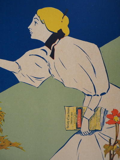 William CARQUEVILLE : Femme cueillant une fleur (Lippincott's Magazine), 1895 - Affiche (détail)