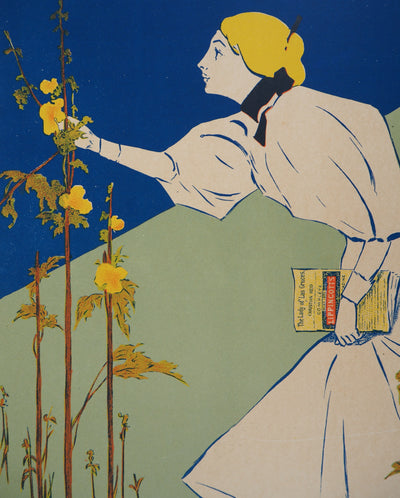 William CARQUEVILLE : Femme cueillant une fleur (Lippincott's Magazine), 1895 - Affiche (détail)