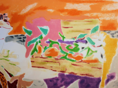 Jules CAVAILLES : Fruits et pommes de pin - Lithographie (détail)