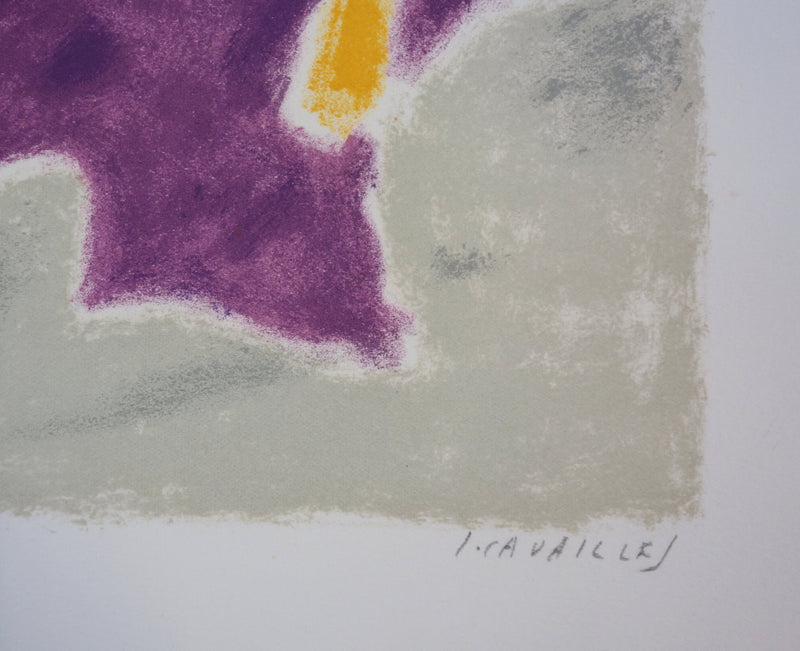 Jules CAVAILLES : Fruits et pommes de pin - Lithographie (détail)