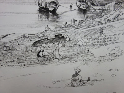 François CAYOL : Au bord du fleuve - Gravure (détail)