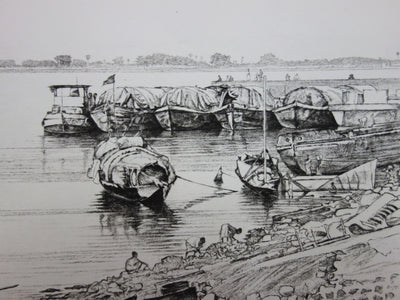 François CAYOL : Au bord du fleuve - Gravure (détail)