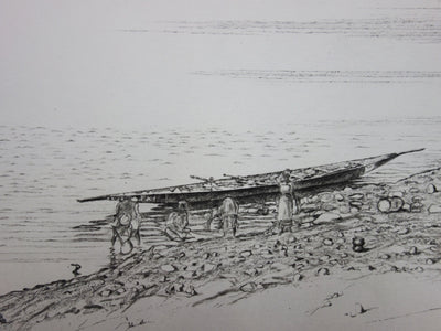 François CAYOL : Au bord du fleuve - Gravure (détail)