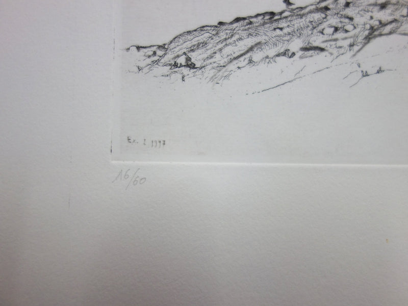 François CAYOL : Au bord du fleuve - Gravure (détail)