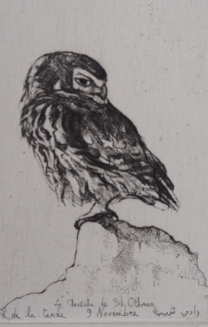 François CAYOL : Les chouettes, 1995 - Gravure (détail)