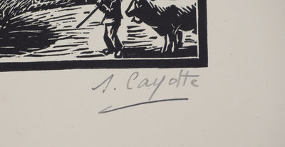 S. CAYOTTE : Ferme en Suisse - Gravure sur bois (détail)