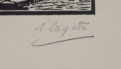 S. CAYOTTE : Le vieux clocher - Gravure sur bois (détail)