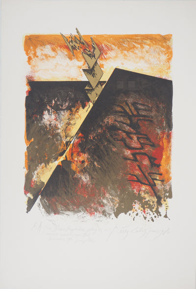 Pérez CELIS : Montagne en feu, 1980 - Lithographie