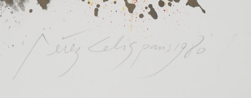 Pérez CELIS : Montagne en feu, 1980 - Lithographie (détail)