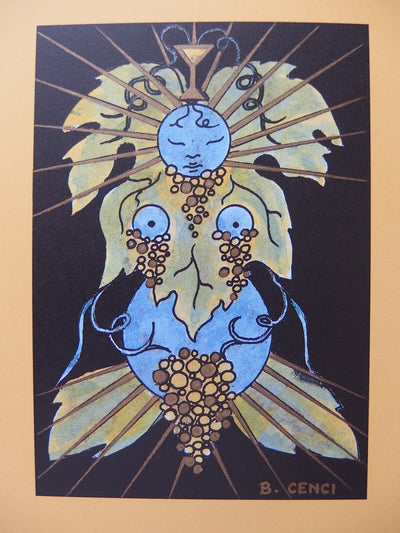 Béatrice CENCI : Le génie des vignes - Lithographie