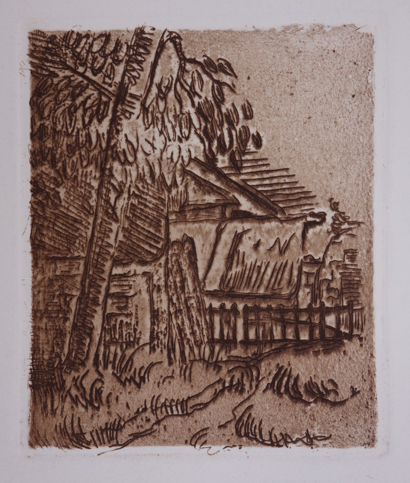 Paul CEZANNE : Paysage à Auvers-sur-Oise, Entrée de ferme, Gravure originale (vue générale) - Crédit photo : Galerie Art.Paris