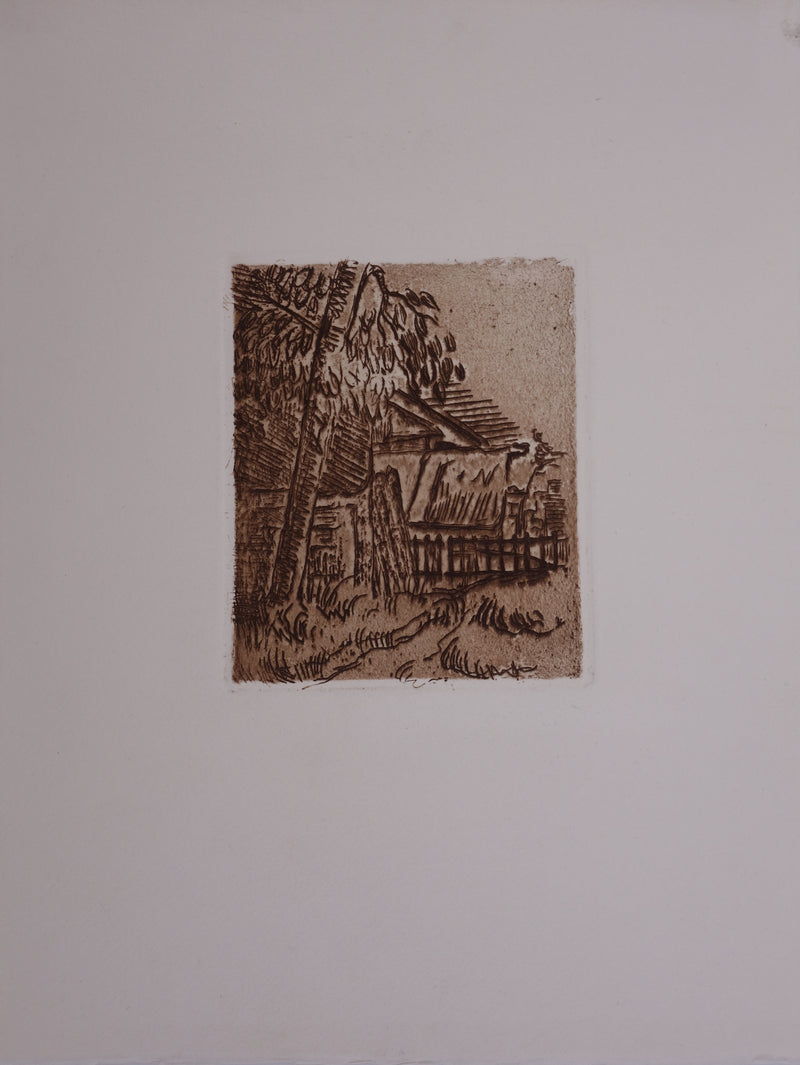 Paul CEZANNE : Paysage à Auvers-sur-Oise, Entrée de ferme, Gravure originale (photo de détail 2) - Crédit photo : Galerie Art.Paris