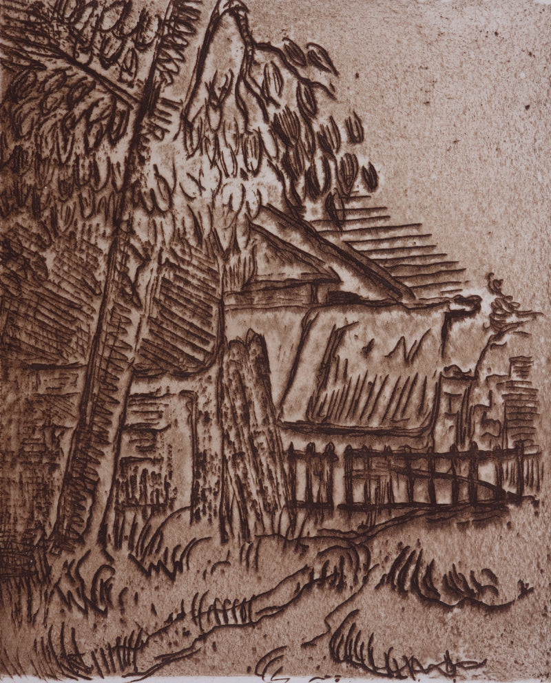Paul CEZANNE : Paysage à Auvers-sur-Oise, Entrée de ferme, Gravure originale (photo de détail 3) - Crédit photo : Galerie Art.Paris