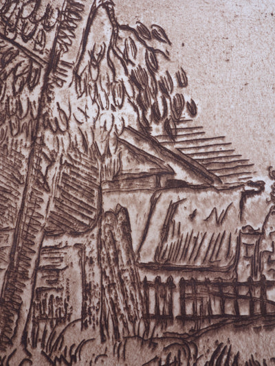 Paul CEZANNE : Paysage à Auvers-sur-Oise, Entrée de ferme, Gravure originale (photo de détail 4) - Crédit photo : Galerie Art.Paris