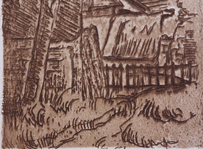 Paul CEZANNE : Paysage à Auvers-sur-Oise, Entrée de ferme, Gravure originale (photo de détail 5) - Crédit photo : Galerie Art.Paris