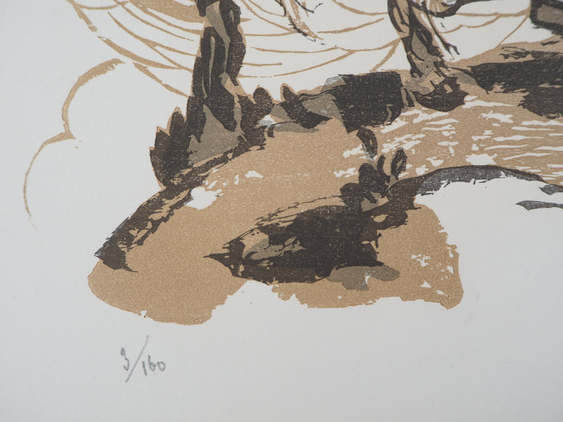 Jules CHADEL : Combat mythologique, 1929 - Gravure sur bois (détail)