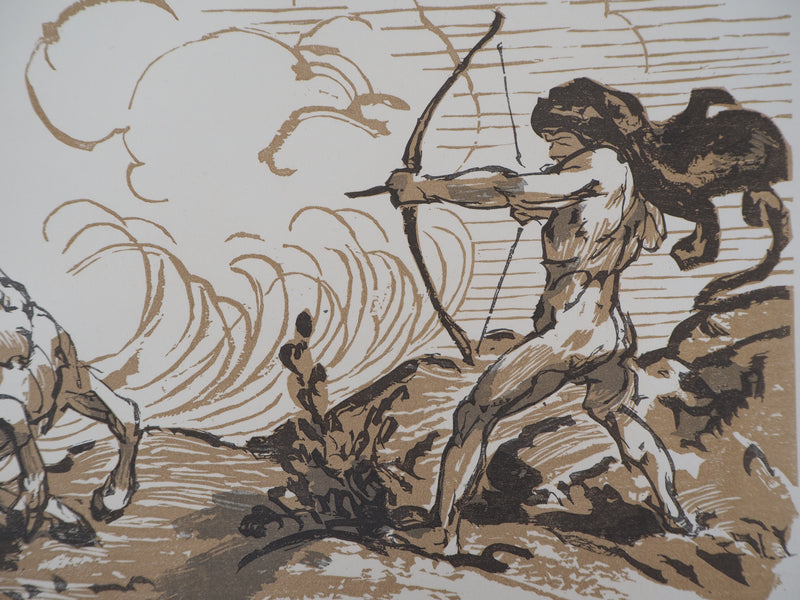 Jules CHADEL : Combat mythologique, 1929 - Gravure sur bois (détail)