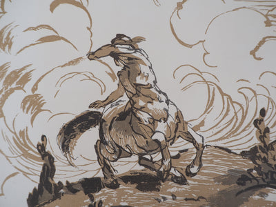 Jules CHADEL : Combat mythologique, 1929 - Gravure sur bois (détail)