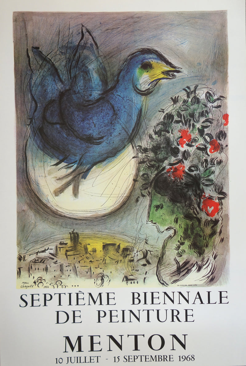 Marc CHAGALL : Colombe bleue, Affiche originale (vue générale) - Crédit photo : Galerie Art.Paris