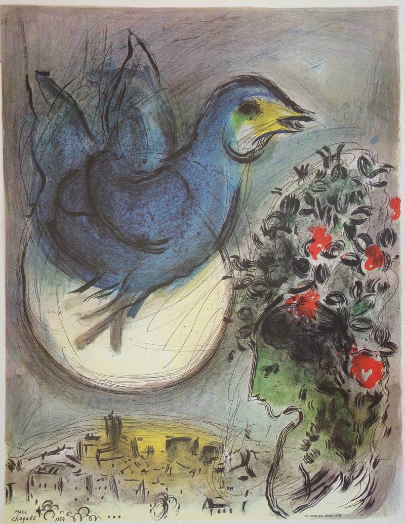 Marc CHAGALL : Colombe bleue, Affiche originale (photo de détail 3) - Crédit photo : Galerie Art.Paris